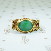 22k gold jade band with floral details chinese marks