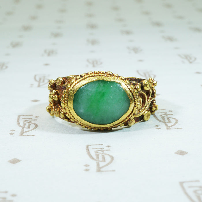 22k gold jade band with floral details chinese marks