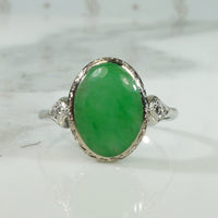 Platinum Jade and Diamond Ring