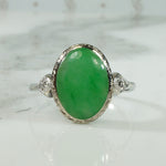 Platinum Jade and Diamond Ring