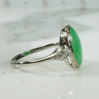 Platinum Jade and Diamond Ring