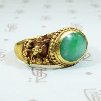 Antique Treasure Jade and 22k Gold Band