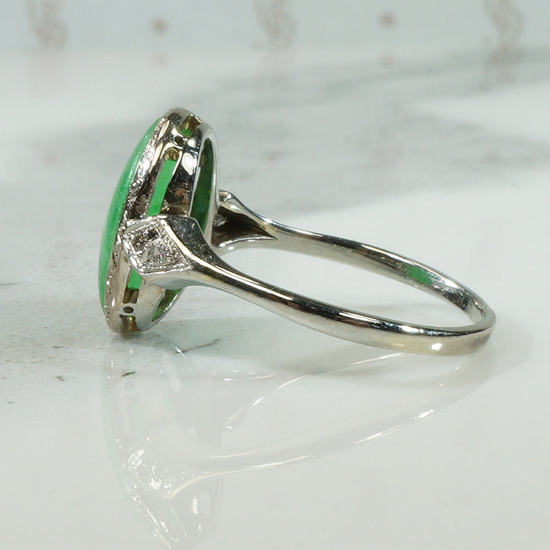 Platinum Jade and Diamond Ring