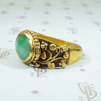 Antique Treasure Jade and 22k Gold Band