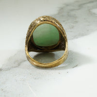 Carved Jade Cicada Silver Filigree Ring