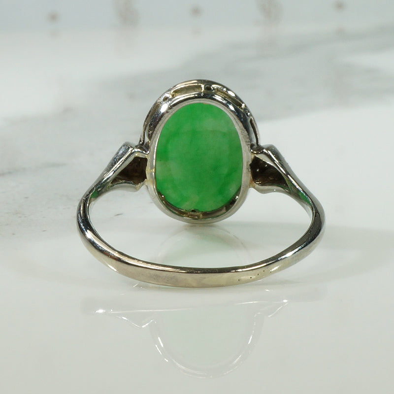 Platinum Jade and Diamond Ring