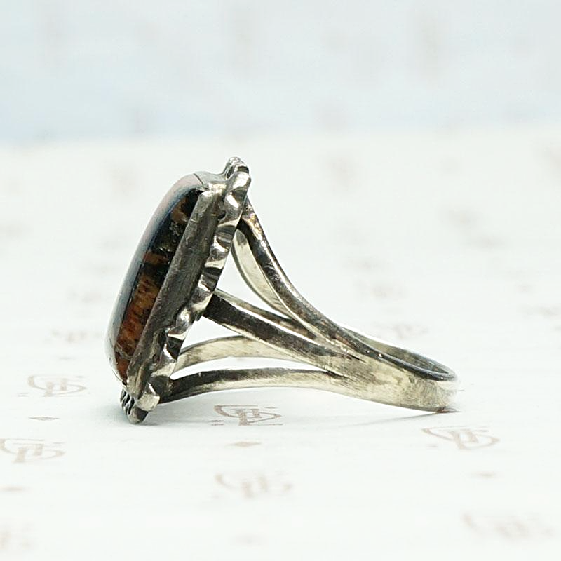 SW American Jasper & Terra Cotta Ring, side view.