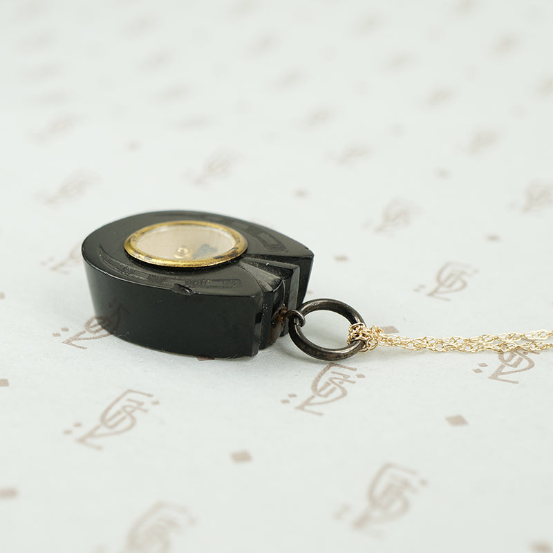 Antique Horseshoe Shaped Jet Compass