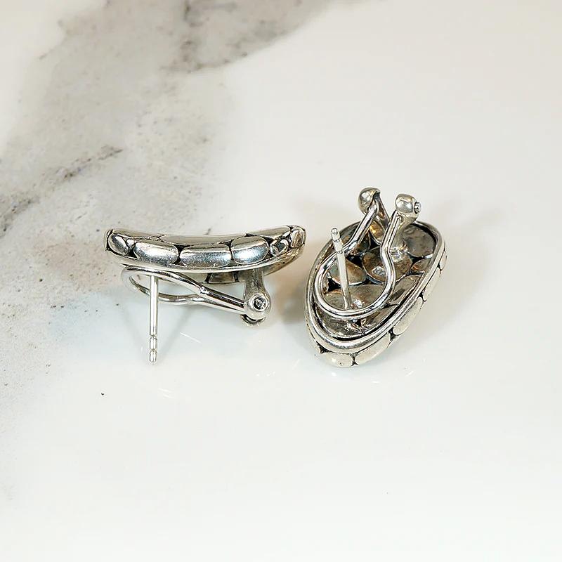 New Wave Elegance Silver Omega Back Earrings