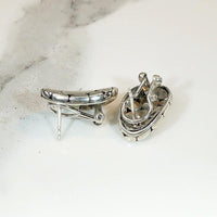 New Wave Elegance Silver Omega Back Earrings