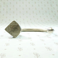 Antique Ear Plug in Engraved White Metal