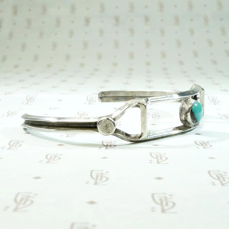 Light Weight Coin Silver & Turquoise Cuff Bracelet
