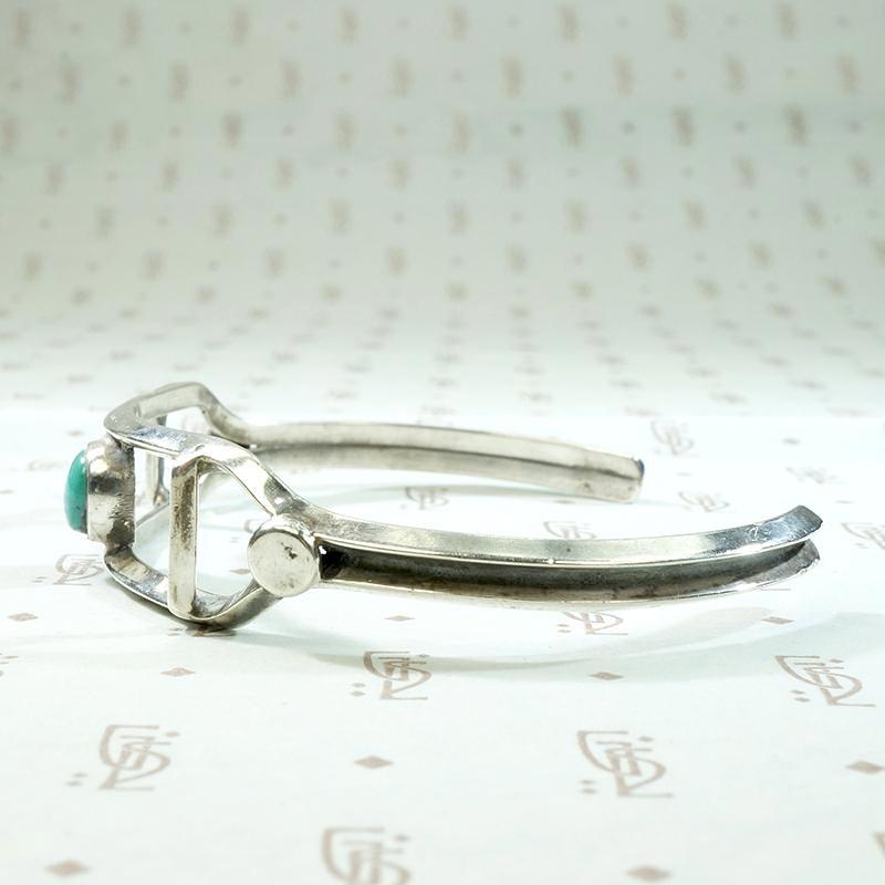 Light Weight Coin Silver & Turquoise Cuff Bracelet