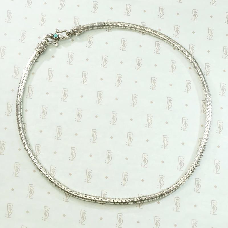 Short Woven Silver Chain with Decorative Clasp