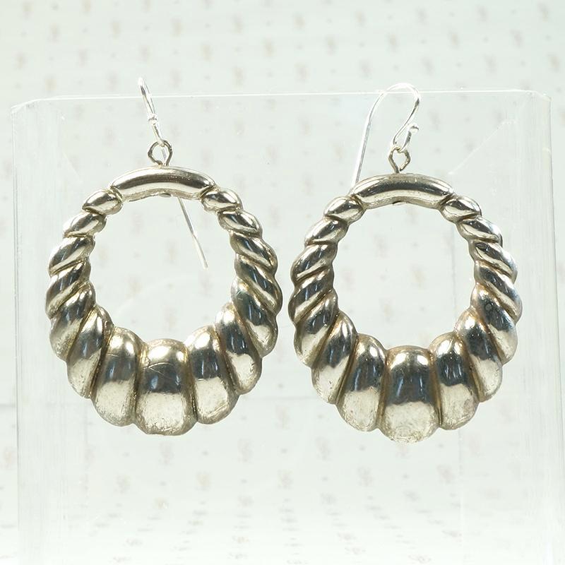 Ribbed Silver-Plated Hoop Earrings