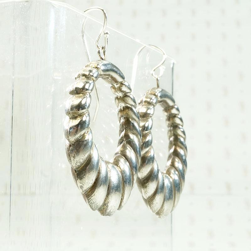 Ribbed Silver-Plated Hoop Earrings