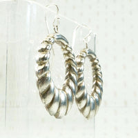 Ribbed Silver-Plated Hoop Earrings