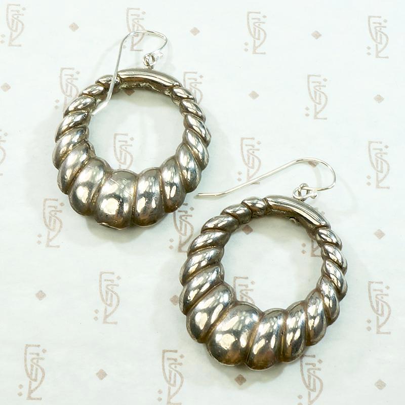 Ribbed Silver-Plated Hoop Earrings