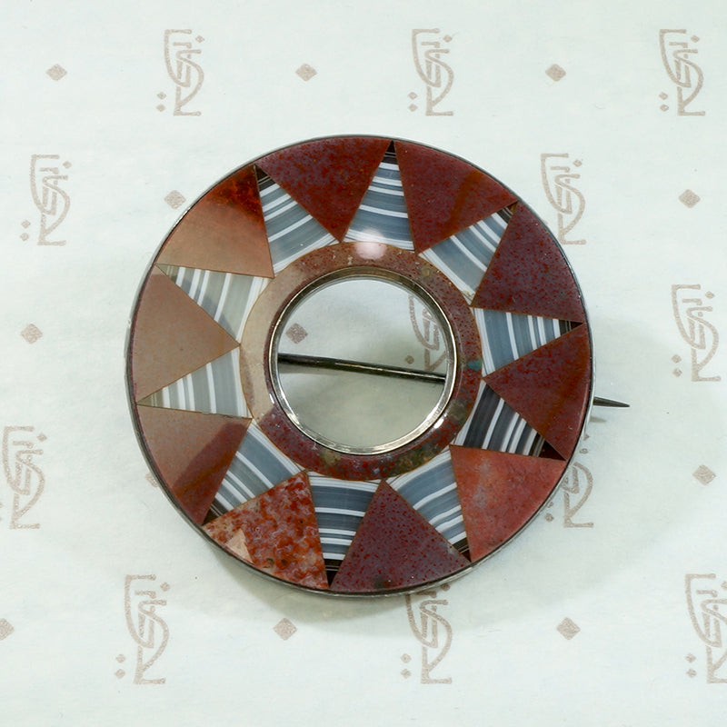 Incredible Geometric Scottish Pebble Brooch