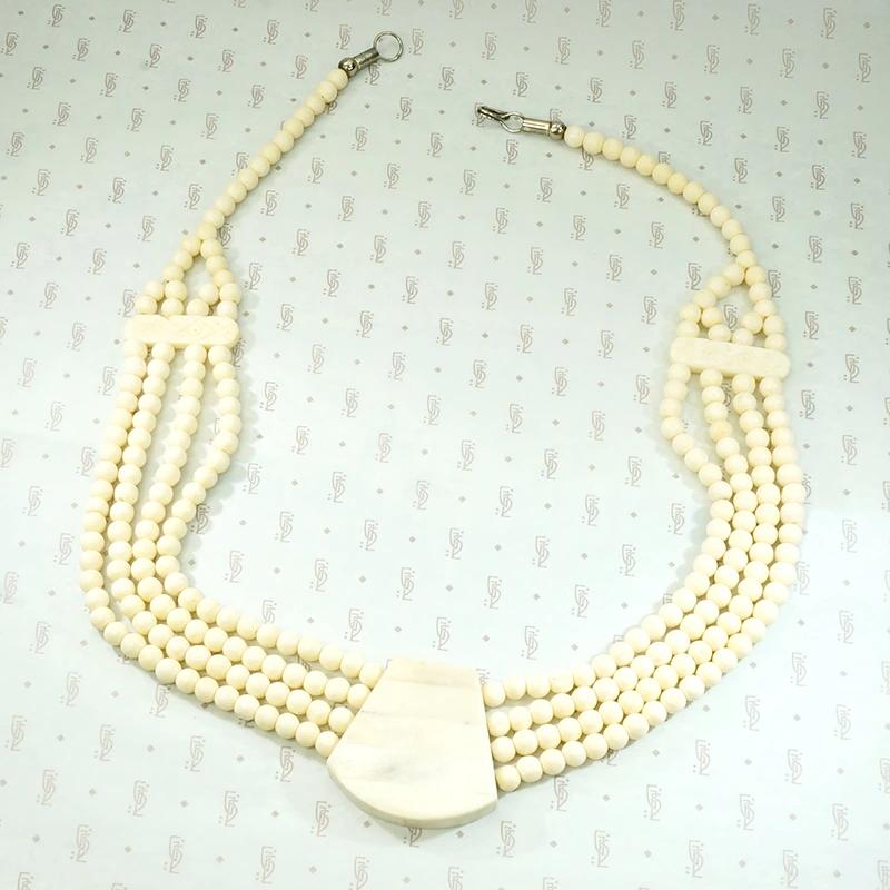 Subtle & Sophisticated Carved Bone Bead Necklace