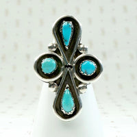 Turquoise Teardrops & Circles Sterling Ring