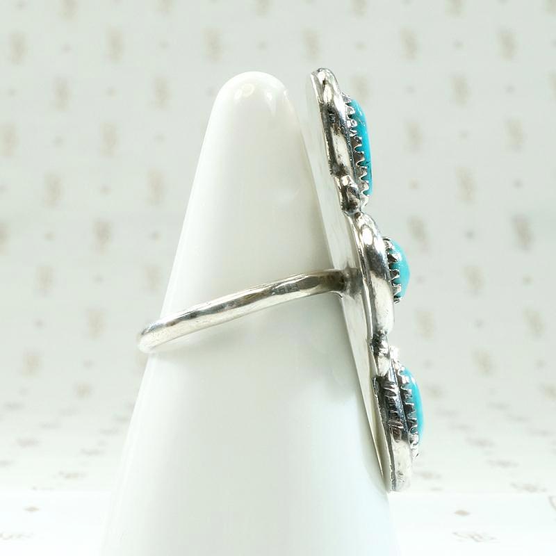 Turquoise Teardrops & Circles Sterling Ring