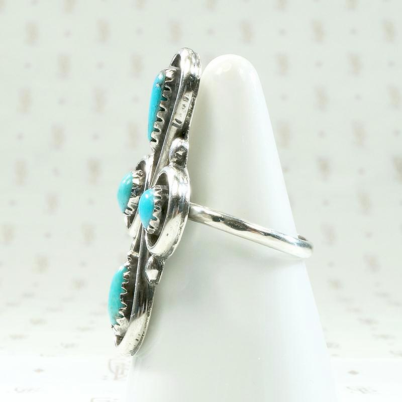 Turquoise Teardrops & Circles Sterling Ring