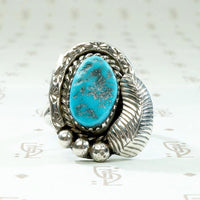 Highly Detailed Navajo Turquoise & Sterling Ring