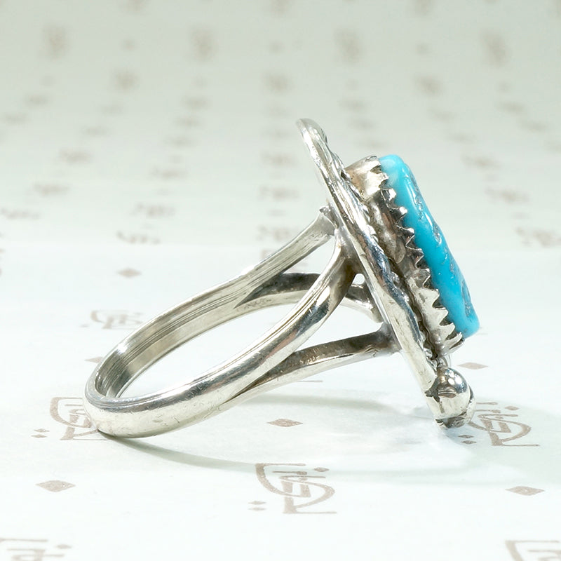 Highly Detailed Navajo Turquoise & Sterling Ring