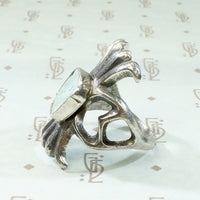 Navajo Sand Cast Silver Ring with Pale Green Turquoise