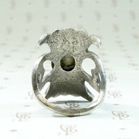 Navajo Sand Cast Silver Ring with Pale Green Turquoise