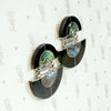 Iridescent Abalone & Onyx Inlay Earrings