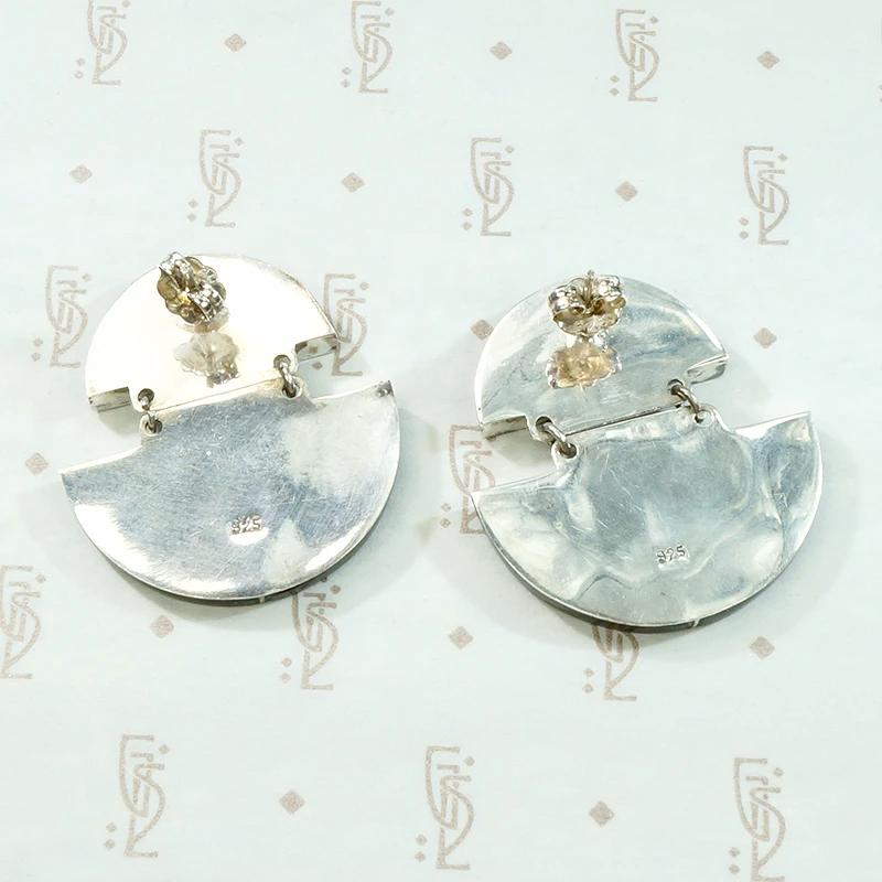 Iridescent Abalone & Onyx Inlay Earrings