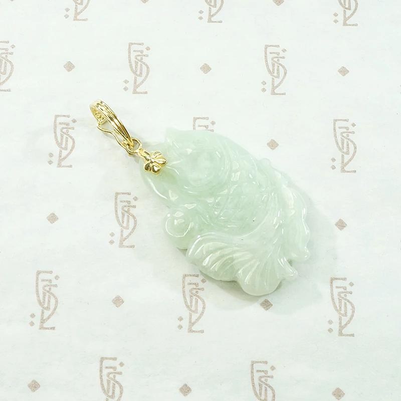 Lively Carved Jade Fish with Gold Fittings