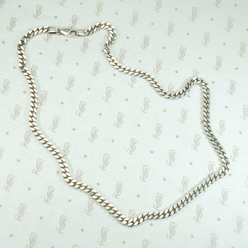 Italian 18" Sterling Flattened Curb Chain Necklace
