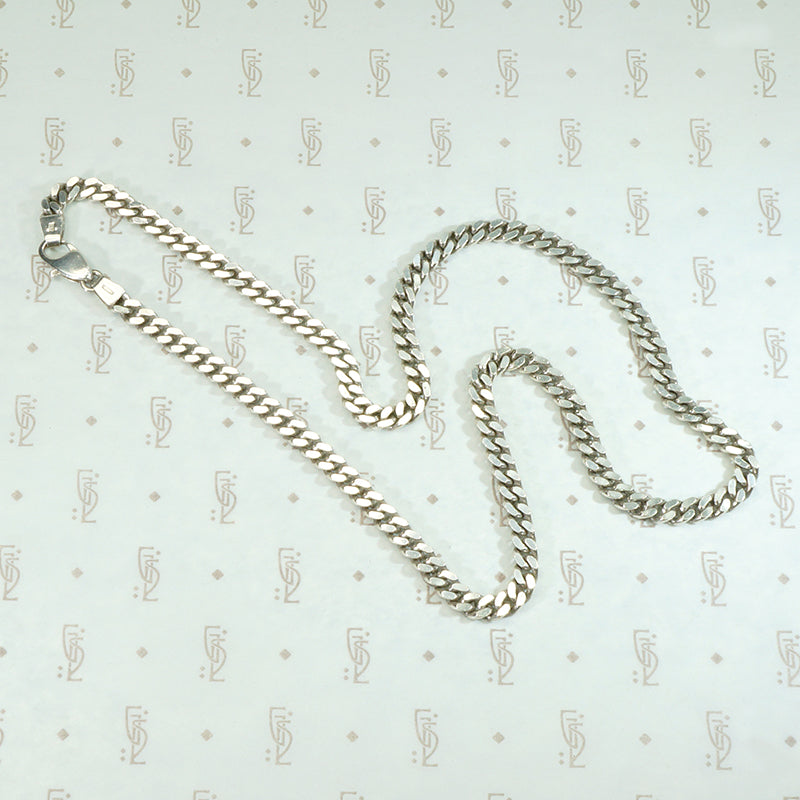 Italian 18" Sterling Flattened Curb Chain Necklace