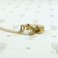Frisky 3-D Gold Frog Pendant with Ruby Eyes