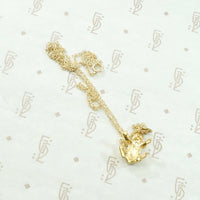 Frisky 3-D Gold Frog Pendant with Ruby Eyes