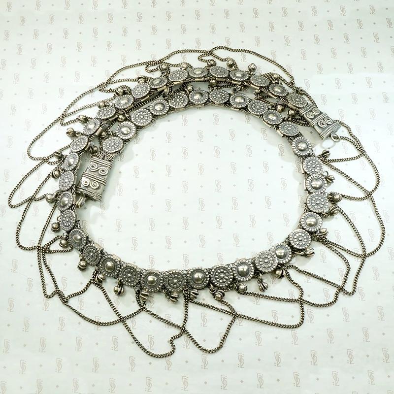 Ornate Bedouin Belt in Silver with Swags & Bells