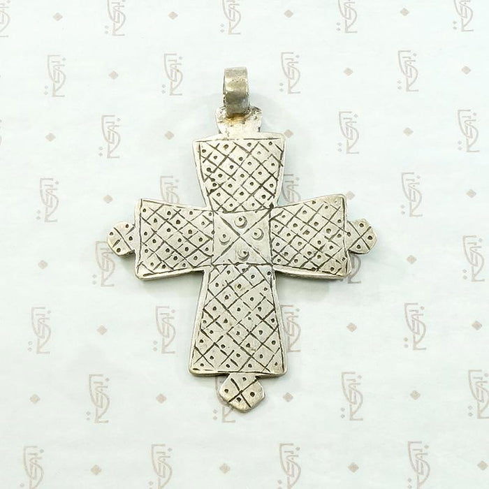 Engraved Silver Vintage Coptic Cross