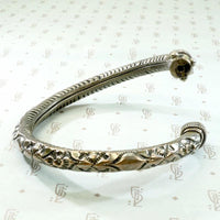 Engraved & Filigreed Silver Bangle Bracelet