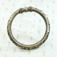 Engraved & Filigreed Silver Bangle Bracelet