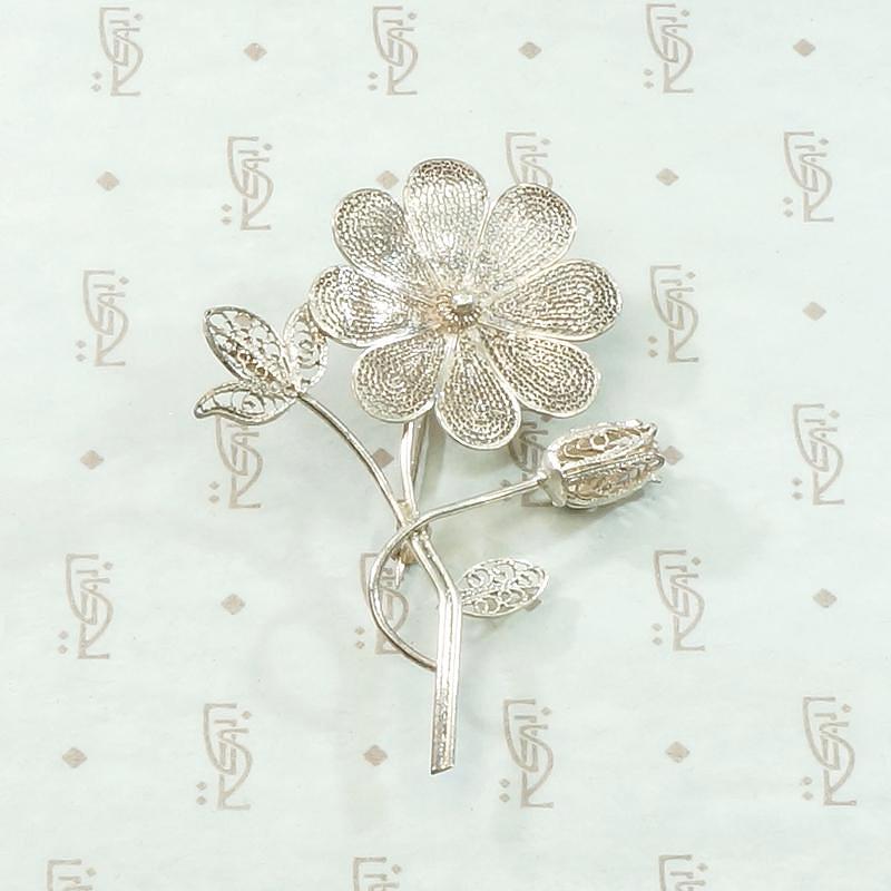 Delicate Silver Filigree Nosegay Brooch