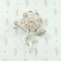 Delicate Silver Filigree Nosegay Brooch