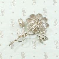 Delicate Silver Filigree Nosegay Brooch