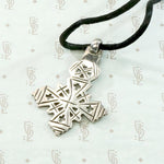 Sterling Silver Coptic Cross Satin Cord Necklace