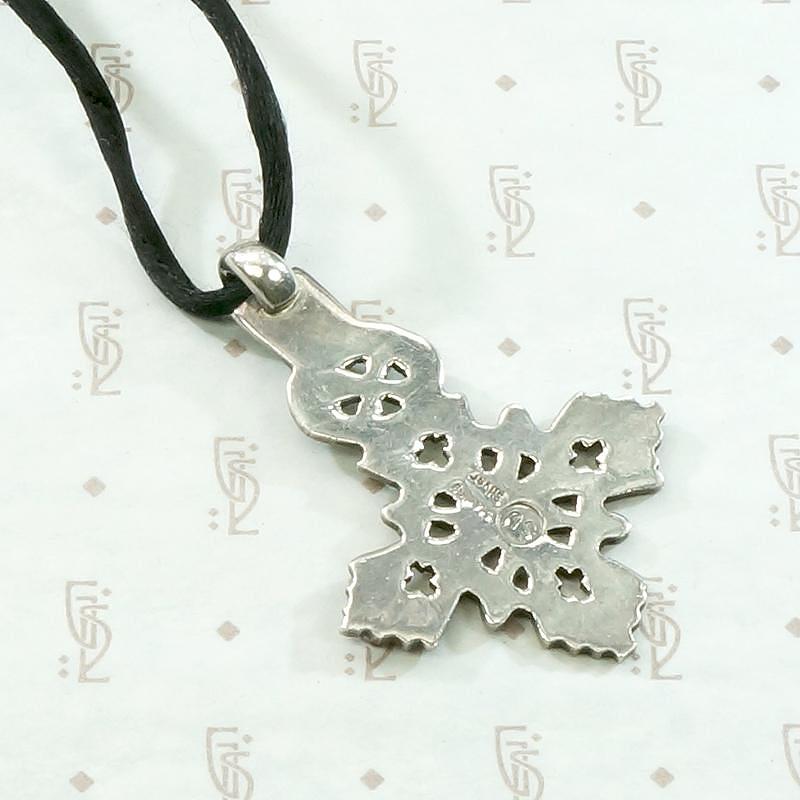 Sterling Silver Coptic Cross Satin Cord Necklace