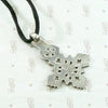 Sterling Silver Coptic Cross Satin Cord Necklace