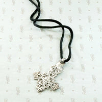 Sterling Silver Coptic Cross Satin Cord Necklace