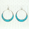Purest Blue Turquoise Inlay Sterling Hoop Earrings